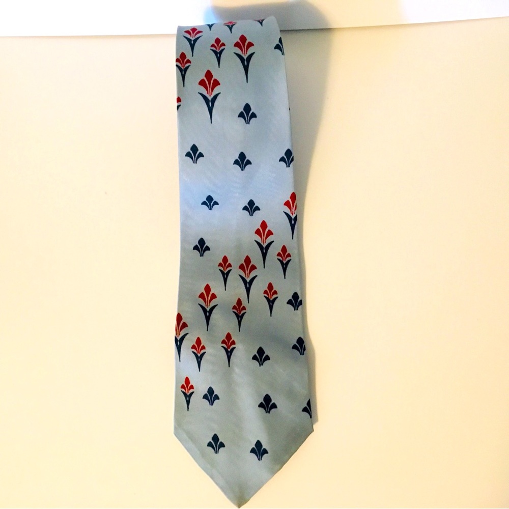 MENS VTG NECKTIE BOND 100% DACRON Blue & Red Floral Hipster Swing